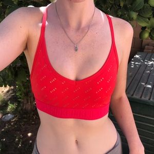 PINK Red and Gold Sports Bra
